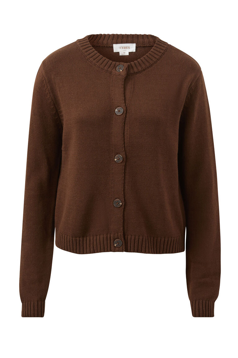 Ceres Life - Nelly Long Sleeve Knit Cardi - Chocolate