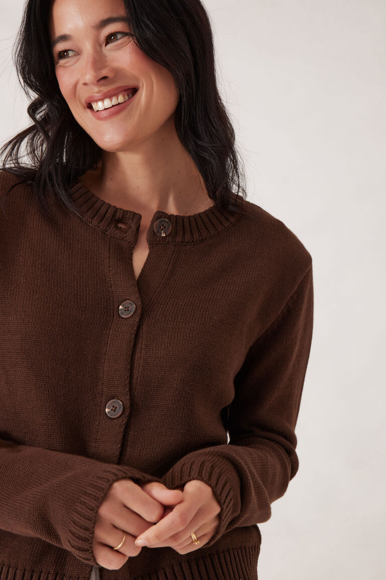 Ceres Life - Nelly Long Sleeve Knit Cardi - Chocolate