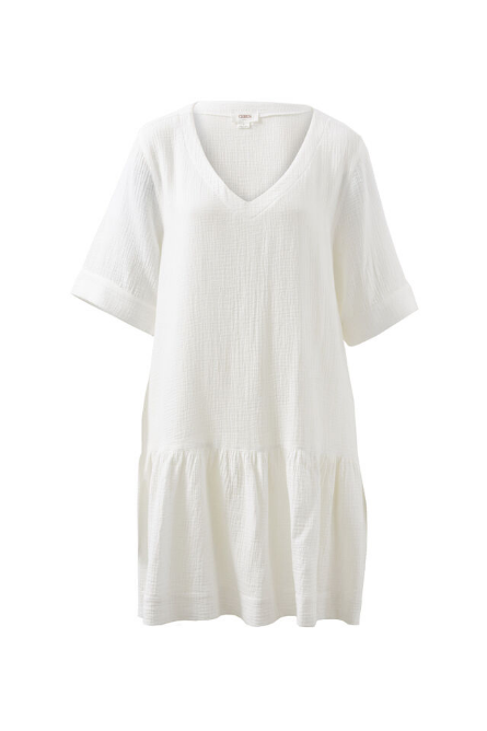 Ceres Life - Short Sleeve Tunic Mini Dress - White