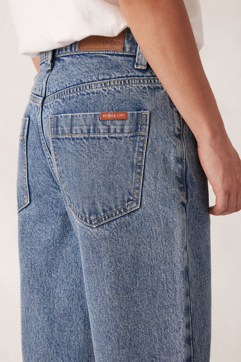 Ceres Life - Loose Cuff Jeans - Worn Blue