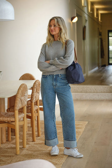 Ceres Life - Loose Cuff Jeans - Worn Blue