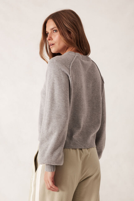 Ceres Life - Soft Knit Raglan Crew - Grey Marle