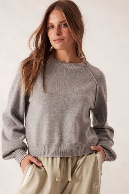 Ceres Life - Soft Knit Raglan Crew - Grey Marle
