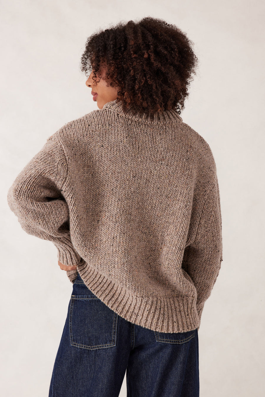 Ceres Life - Lofty Knit Crew - Taupe Fleck