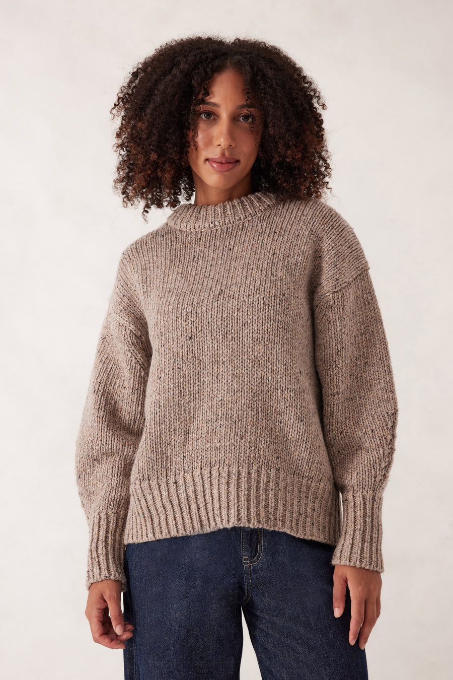Ceres Life - Lofty Knit Crew - Taupe Fleck