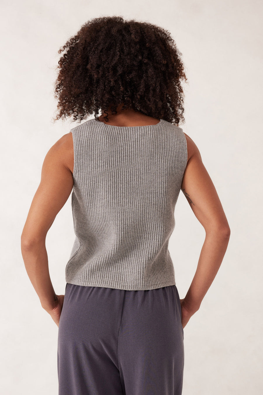 Ceres Life - Rib Knit Vest - Grey Marle