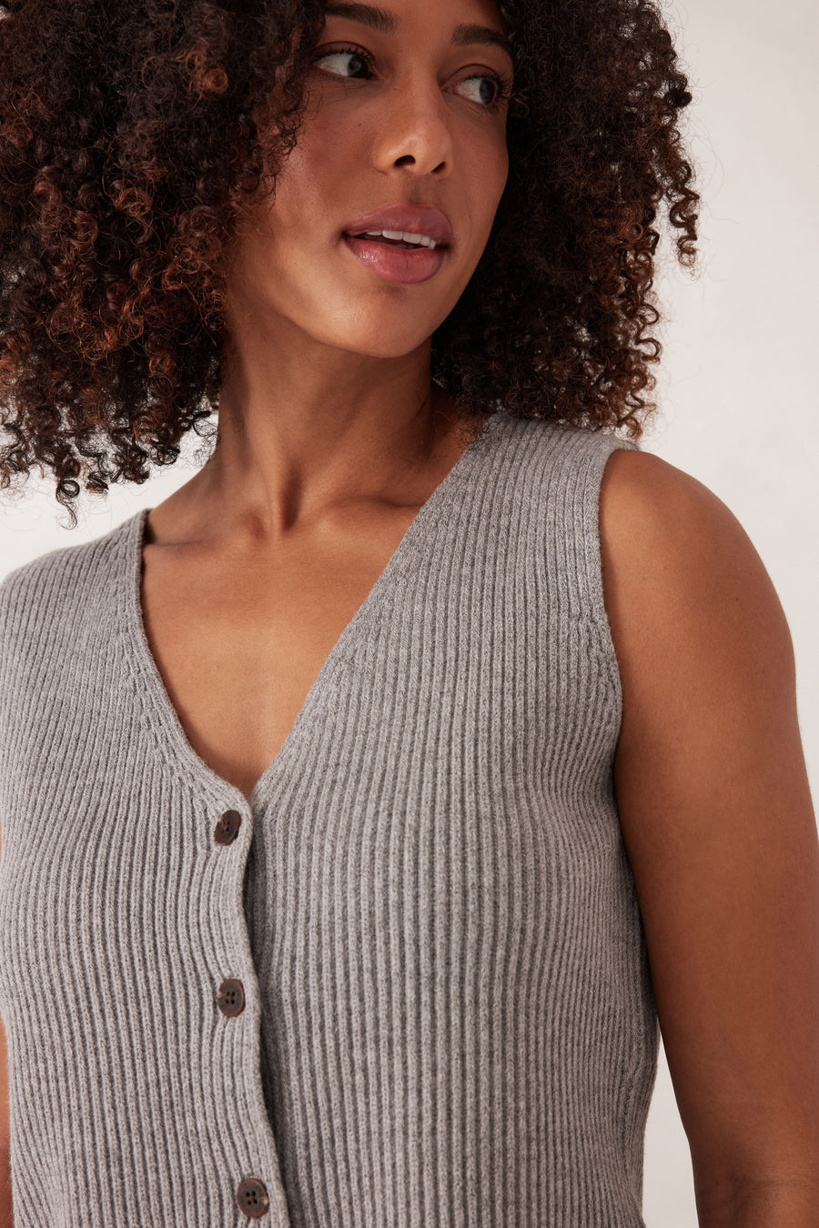 Ceres Life - Rib Knit Vest - Grey Marle
