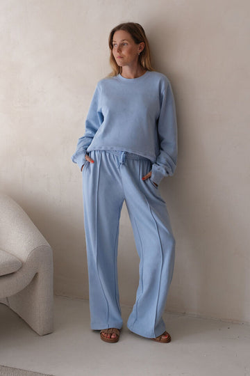 Ceres Life - Gracie Relaxed Pin Tuck Trackpant - Chalk Blue