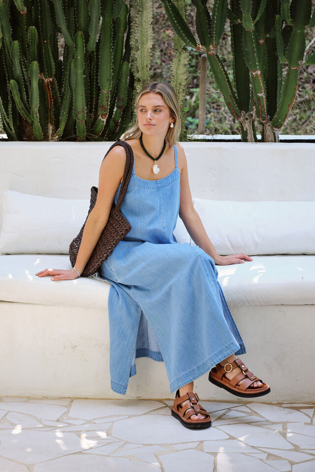 Ceres Life - Remy Strappy Midi Dress - Vintage Blue