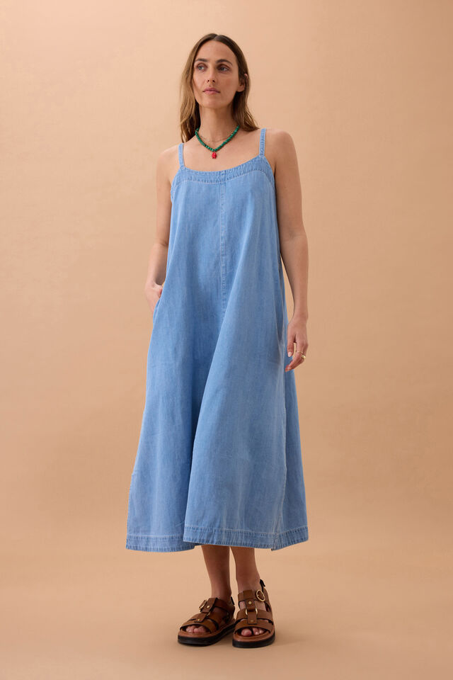 Ceres Life - Remy Strappy Midi Dress - Vintage Blue