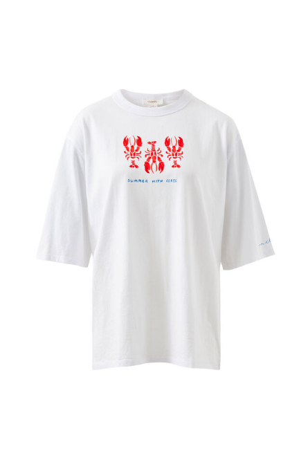 Ceres Life - Liv Oversized Tee - White/ Summer Lobsters