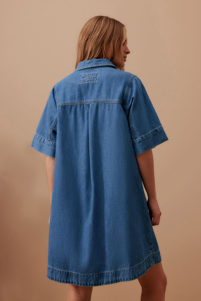 Ceres Life - Ava Short Sleeve Mini Dress - Fresh Indigo