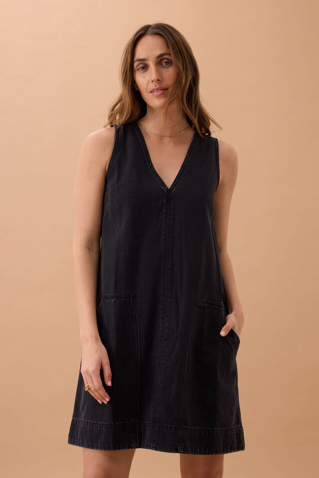 Ceres Life - Emme Shift Dress - Washed Black