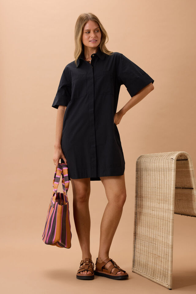 Ceres Life - Sara Mini Shirt Dress - Black