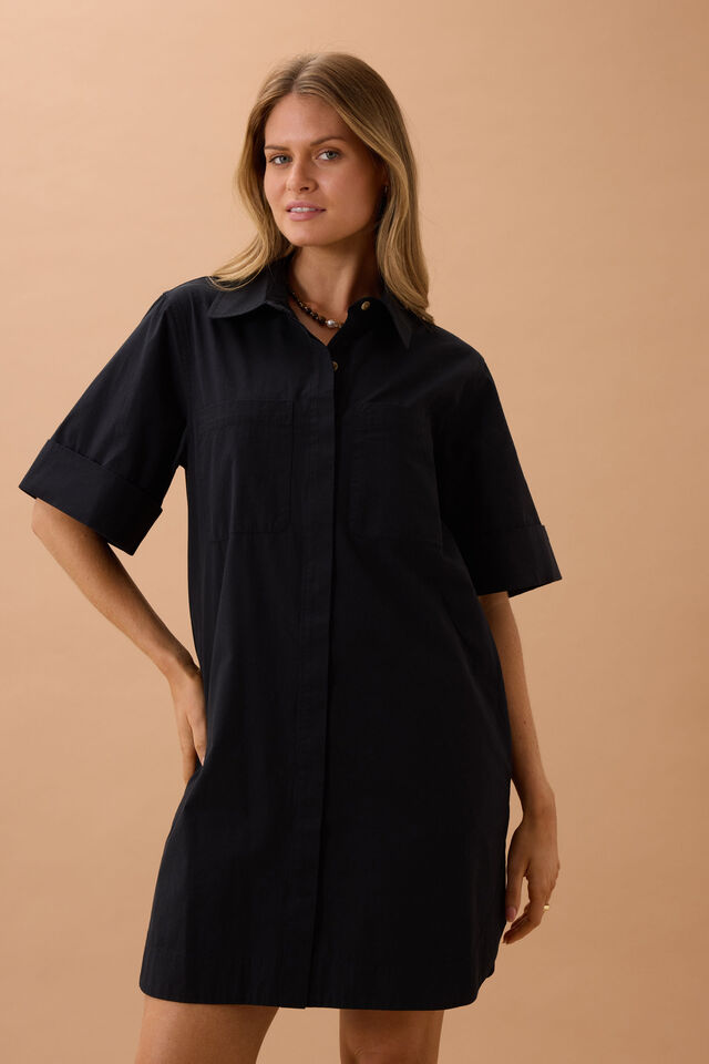 Ceres Life - Sara Mini Shirt Dress - Black