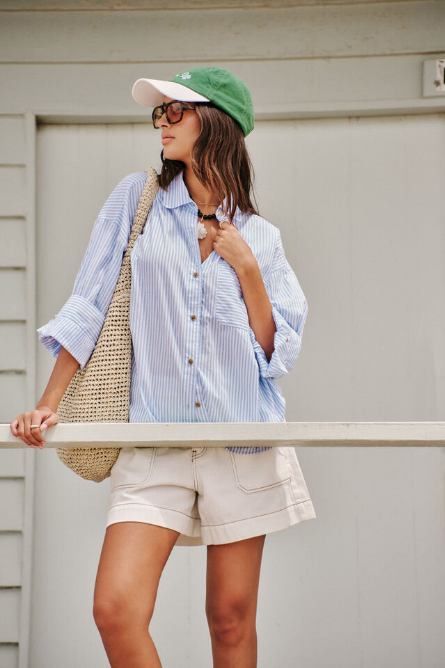 Ceres Life - Miya Shirt - Blue Stripe Fish