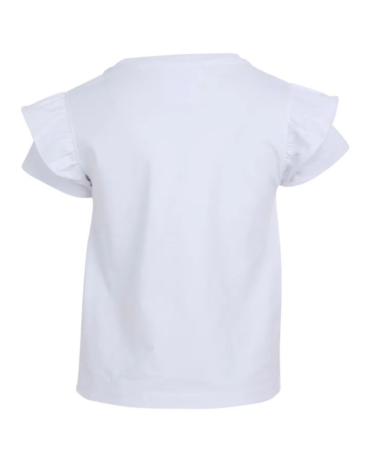 Eve Girl - Sardines Frill Tee - White - Kids Size 3-7