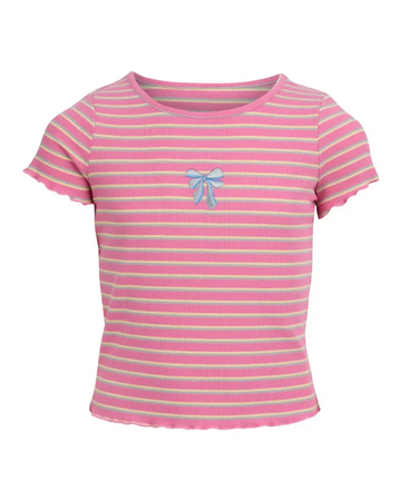 Eve Girl - Lottie Rib Tee - Pink - Kids Size 3-7