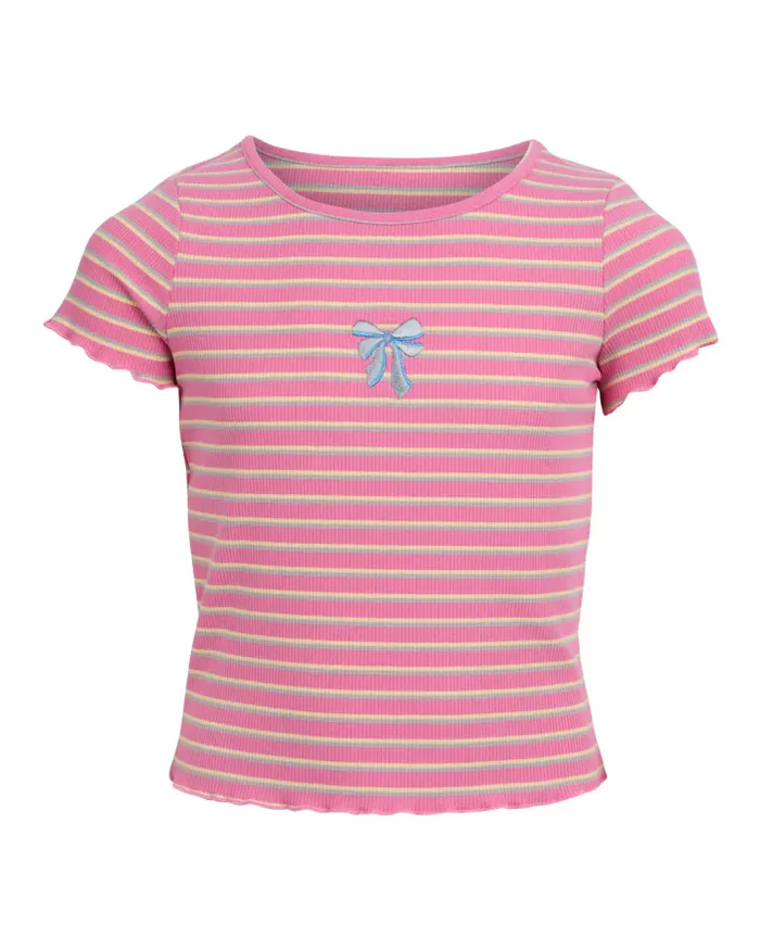 Eve Girl - Lottie Rib Tee - Pink - Kids Size 3-7