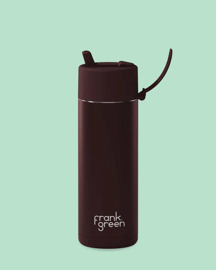 Frank Green - 20oz Stainless Steel Ceramic Reusable Bottle Chocolate with Flip Straw Lid