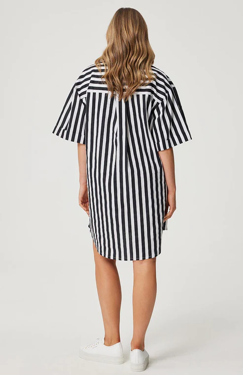 Cartel & Willow - Clare Shirt Dress - Black / White Stripe