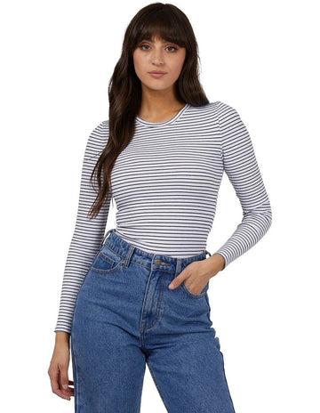 All About Eve - EVE RIB STRIPE LONG SLEEVE WHITE