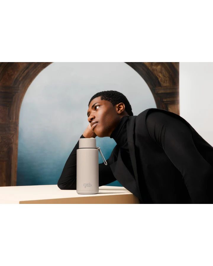 Frank Green - 34oz Stainless Steel Ceramic Reusable Bottle Moon Dust with Flip Straw Lid