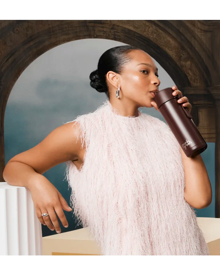 Frank Green - 20oz Stainless Steel Ceramic Reusable Bottle Chocolate with Flip Straw Lid