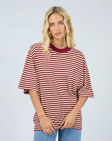 All About Eve - Paloma Oversized Stripe Tee - Wine