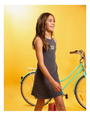 Eve Girl - Aths Rib Dress - Charcoal - Kids Size 8-14