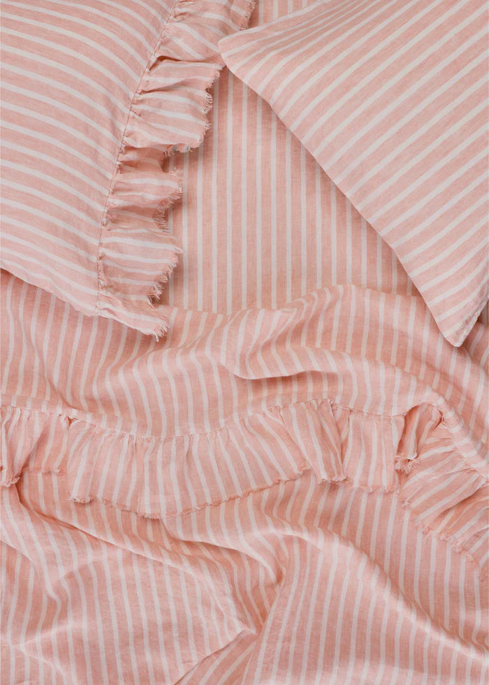 Society of Wanderers - Pesca Stripe Flat Sheet - Queen