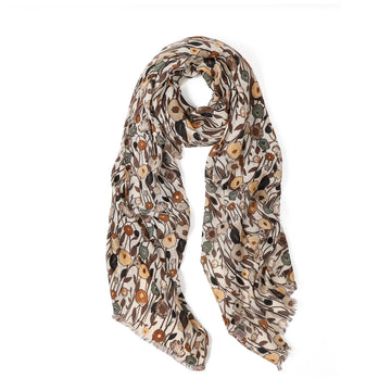 Greenwood Designs - Frieda Floral Scarf - Cream