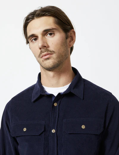 Mr Simple - Sawyer Cord LS Shirt - Navy