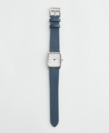 The Horse - Dress Watch - Polished Silver/ White Dial/ Stonewash Leather