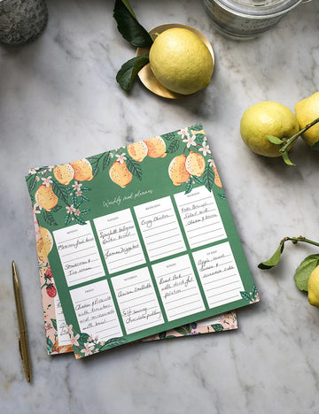Bespoke Letterpress - Meal Planner Notepad Lemons