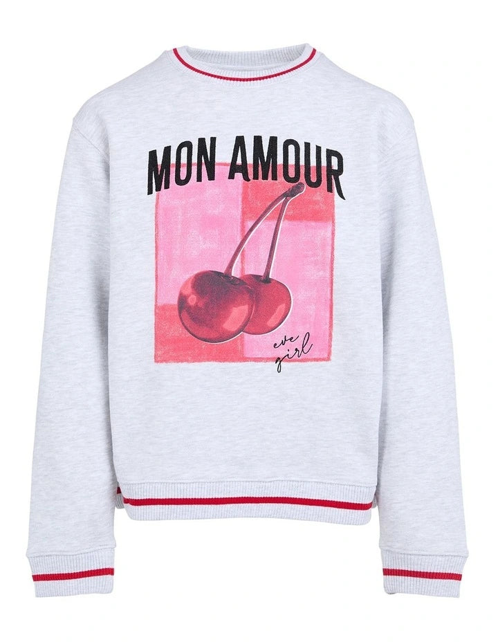Eve Girl - Mon Amour Crew - Grey Marle - Kids Size 8-14