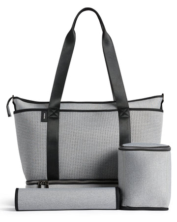 Prene Bags - The Saturday Bag (LIGHT GREY MARLE) Neoprene Tote / Baby / Travel Bag