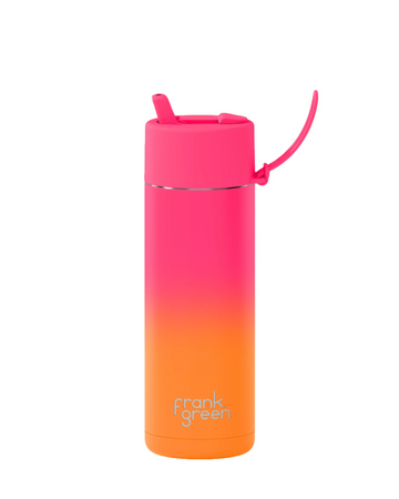 Frank Green - Stainless Steel Ceramic Reusable Bottle - Summer Sunset w/ Flip Straw - 20oz