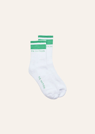 P.E Nation - HOMAGE SOCK IN OPTIC WHITE & KELLY GREEN