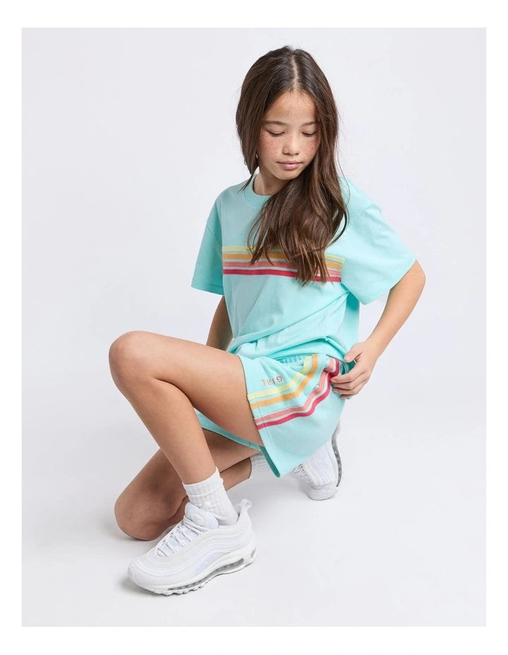 Eve Girl - Retro Fleece Short - Blue - Kids Size 8-14