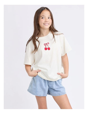 Eve Girl - Sweet Cherry Tee - Vintage White - Kids Size 8-14
