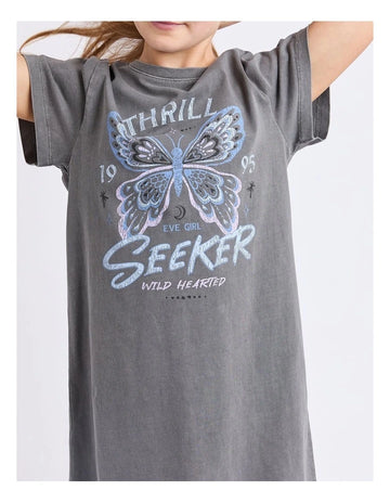 Eve Girl - Wild Heart Tee Dress - Charcoal - Kids Size 8-14