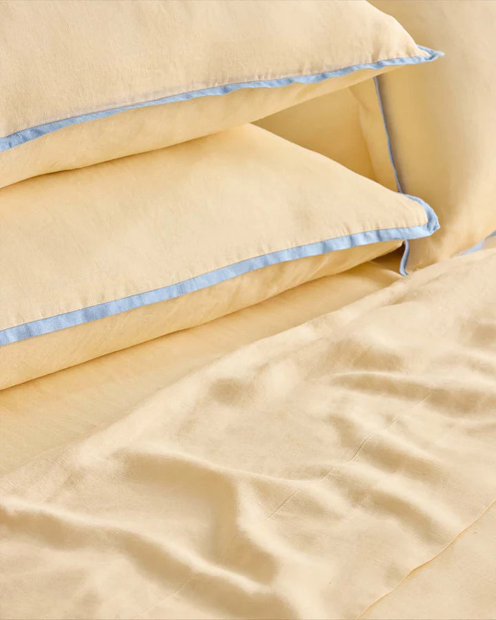 Hommey - Linen Flat Sheet - Butter - Queen