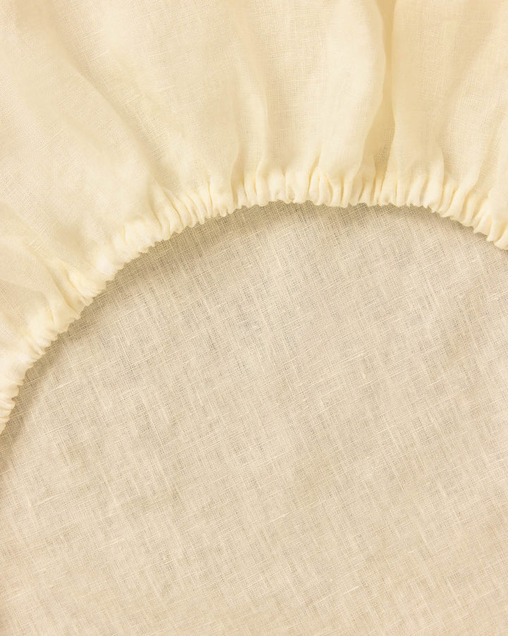 Hommey - Linen Fitted Sheet - Butter - Queen
