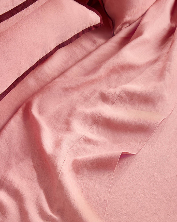 Hommey - Linen Flat Sheet - Rhubarb - Queen