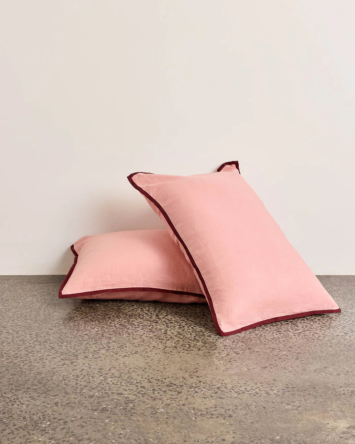 Hommey - Linen Pillowcase Pair - Rhubarb - Standard