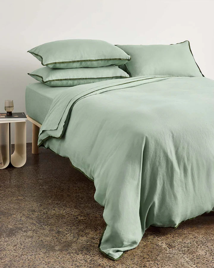 Hommey - Linen Pillowcase Pair - Spearmint - Standard