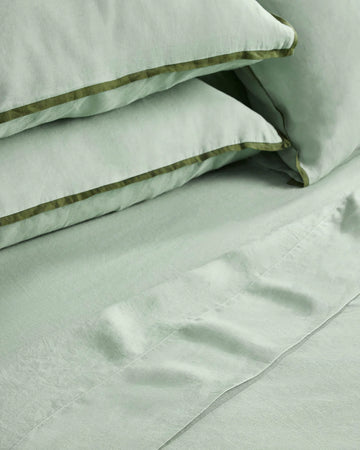 Hommey - Linen Flat Sheet - Spearmint - Queen
