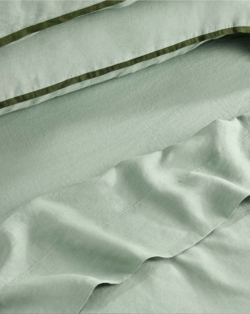 Hommey - Linen Fitted Sheet - Spearmint - Queen