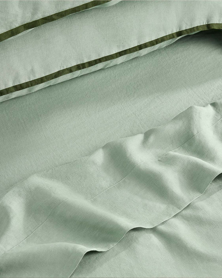 Hommey - Linen Fitted Sheet - Spearmint - Queen